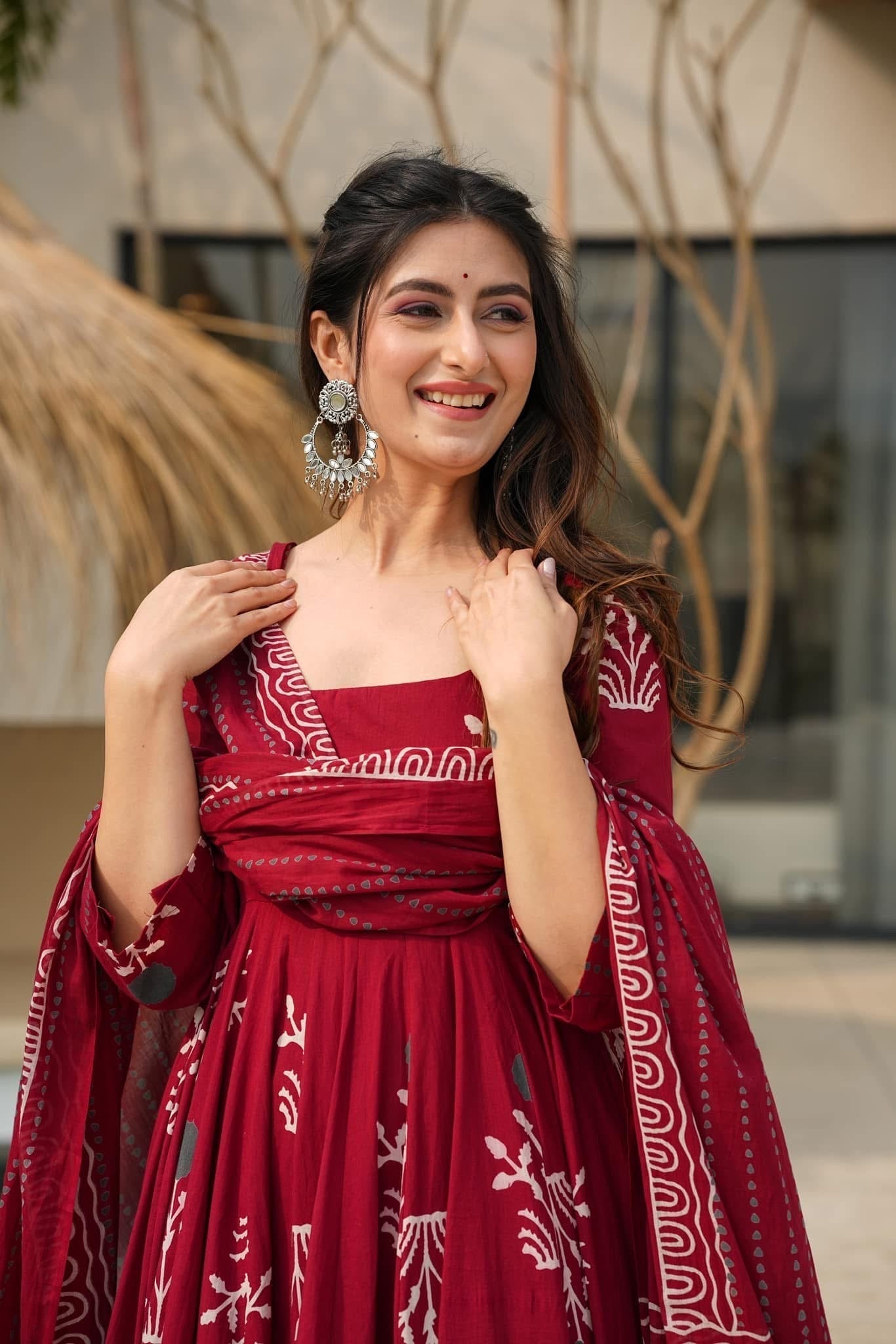 Maroon Rayon Suit Set