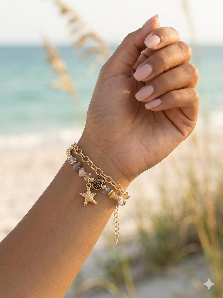 Beach Starfish Charm Layered Bracelet for Women