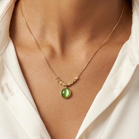 Green Cat’s Eye Pendant Necklace for Women