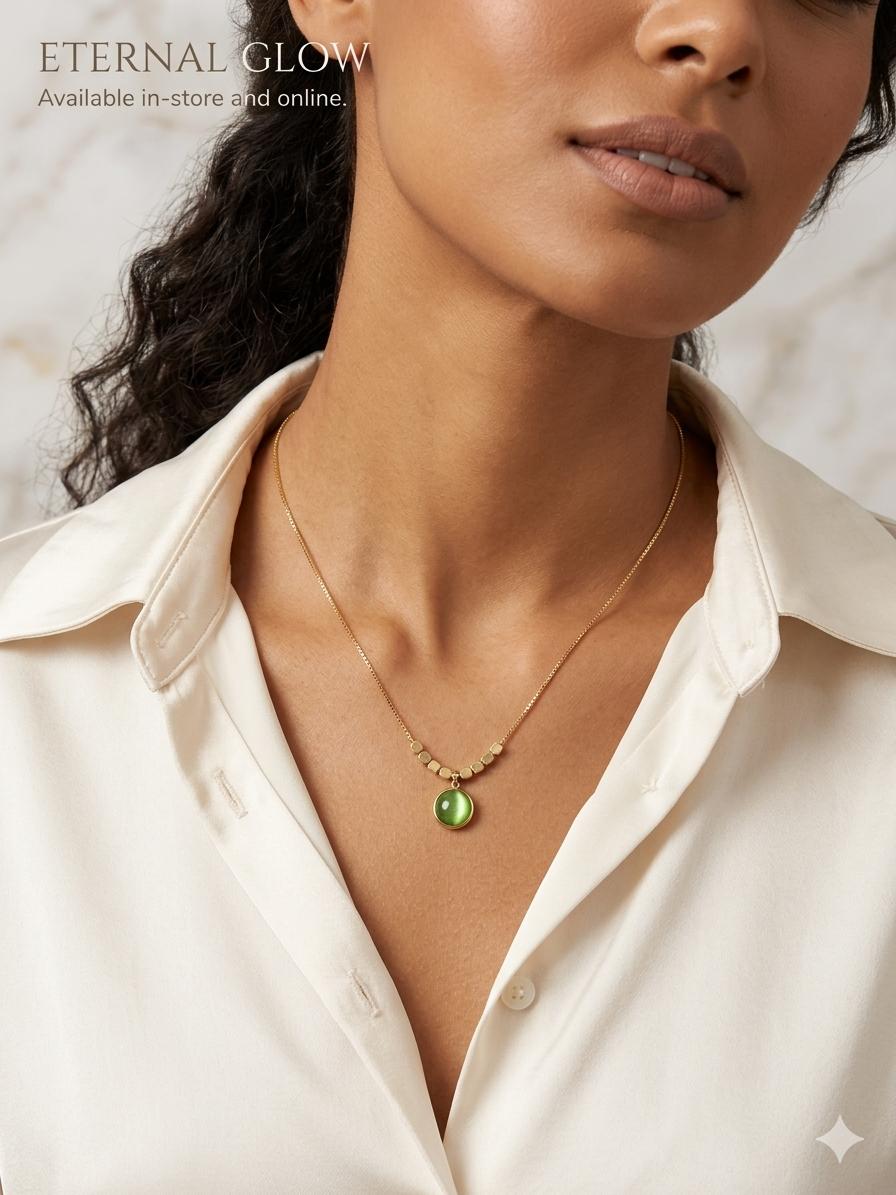Green Cat’s Eye Pendant Necklace for Women