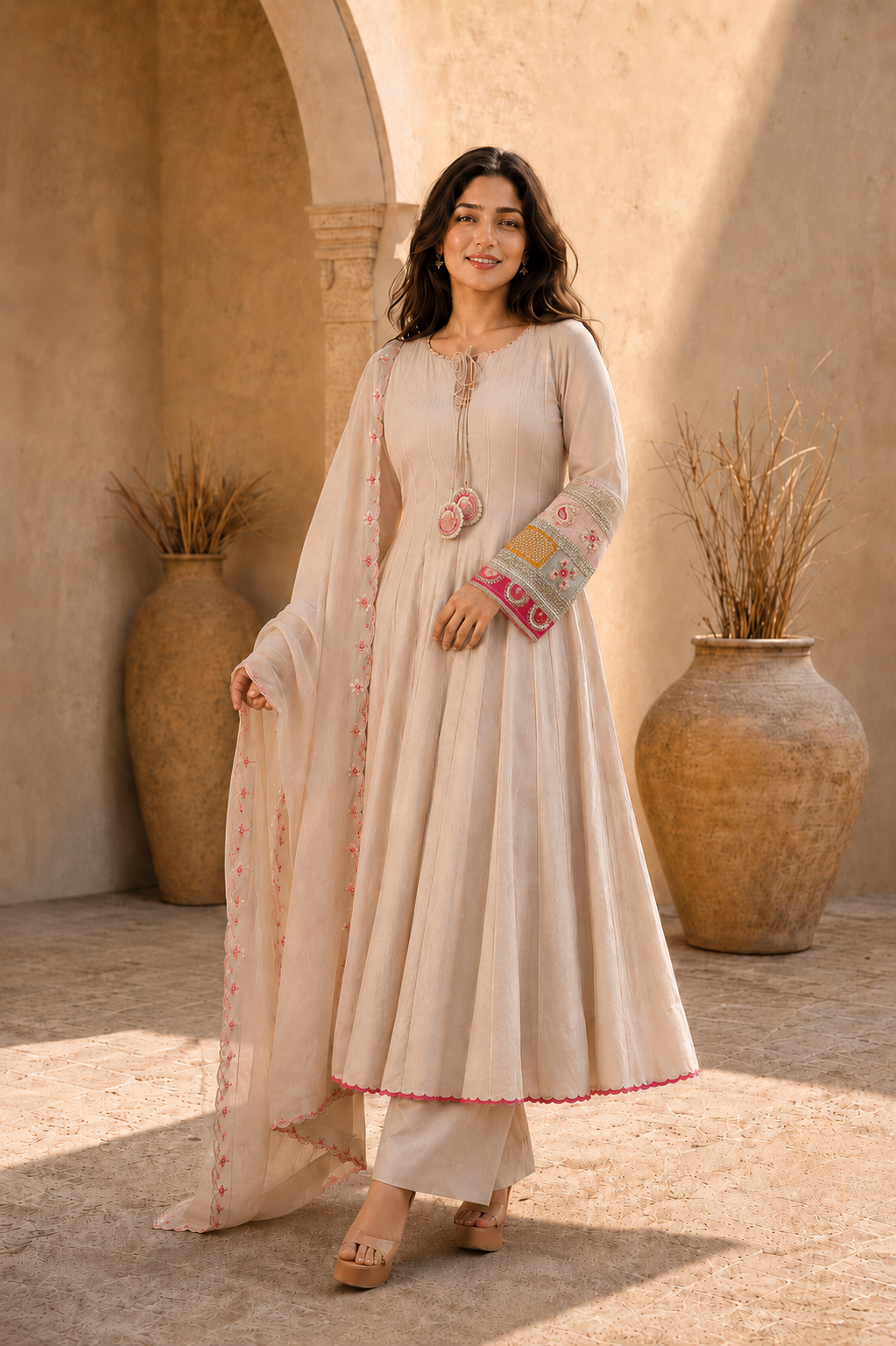 Elegant Anarkali Suit Set with Embroidered Dupatta