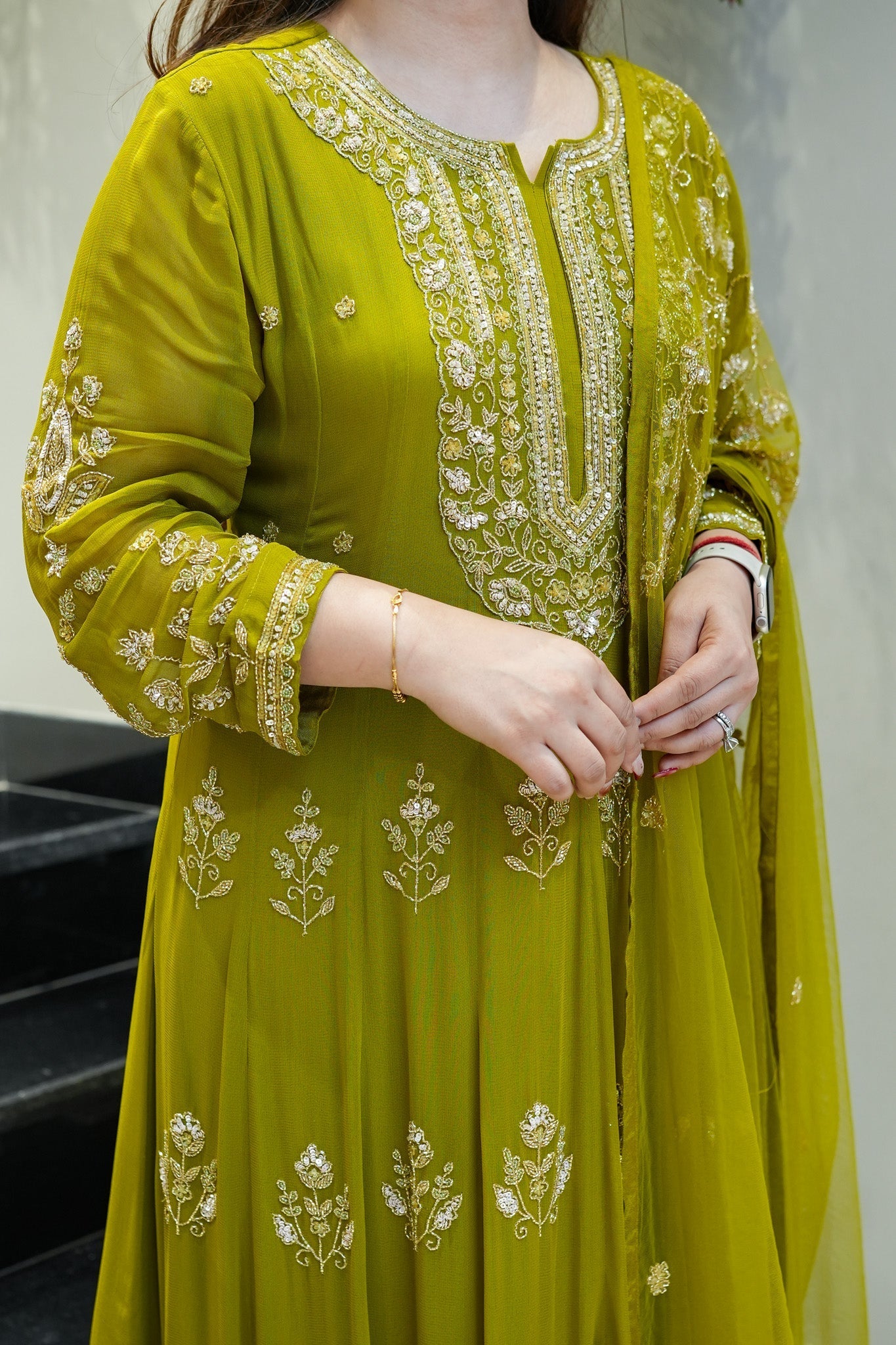 Reva Hand Embroidered Anarkali Set