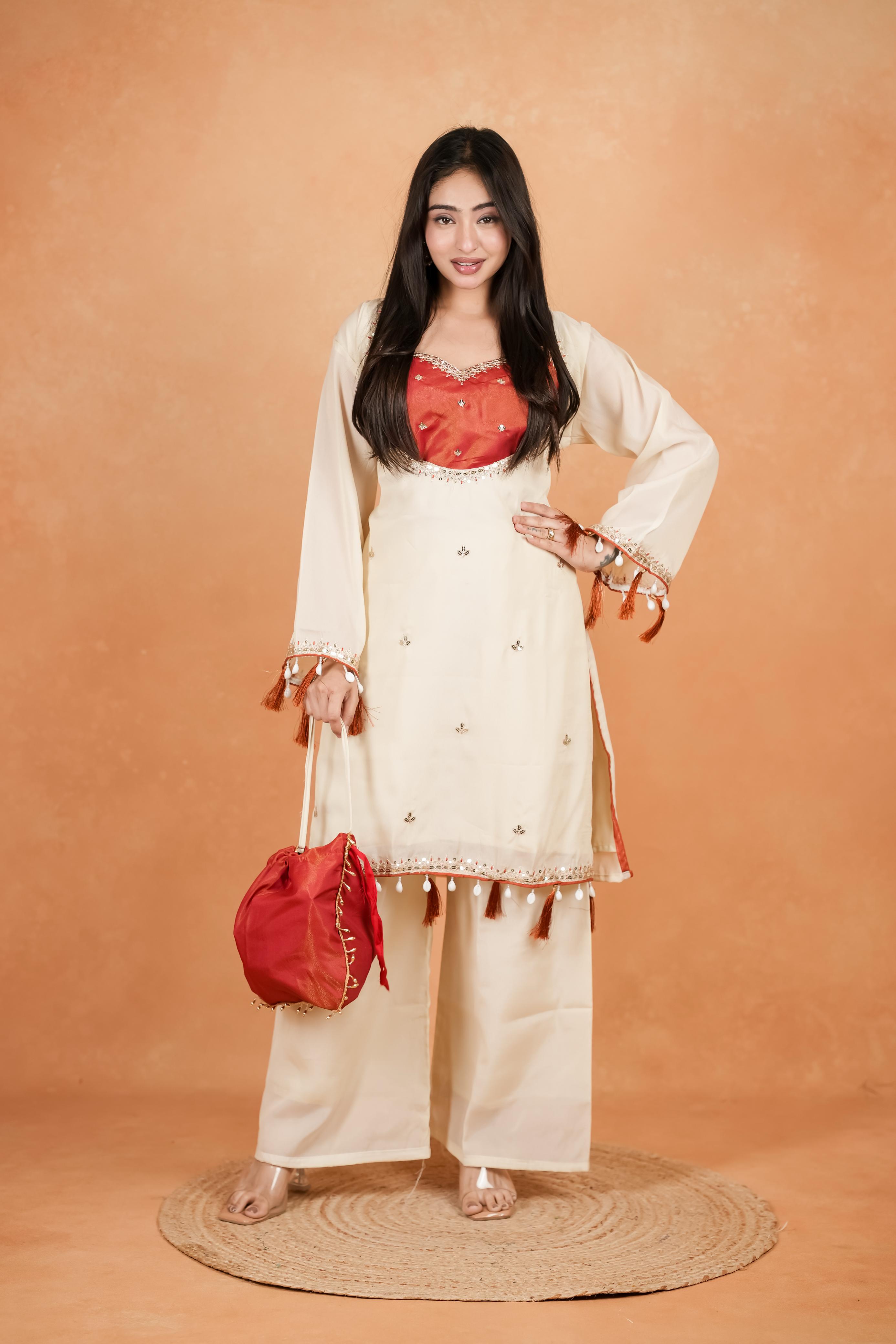 Embellished Kurta Palazzo Set