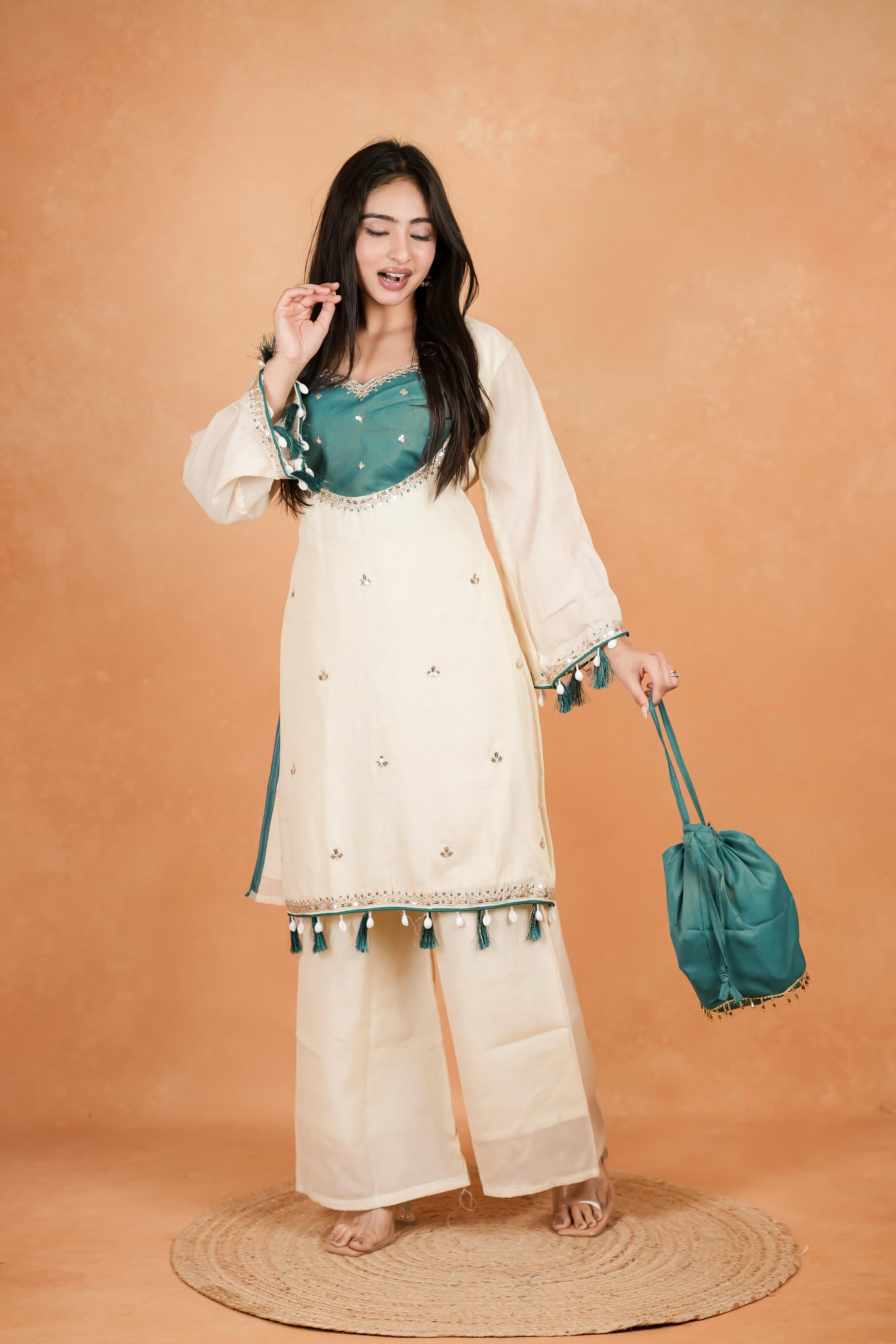Embellished Kurta Palazzo Set
