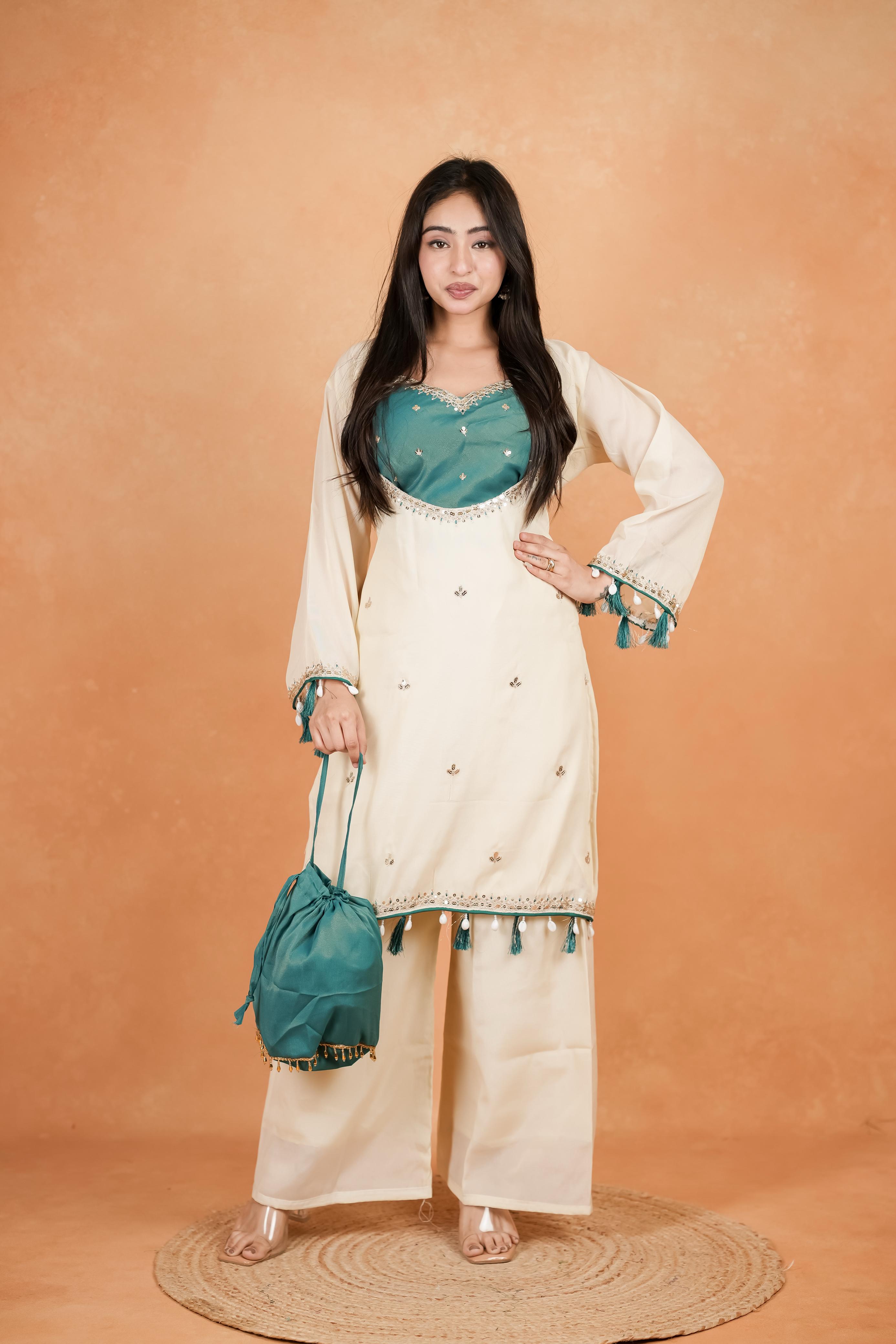 Embellished Kurta Palazzo Set