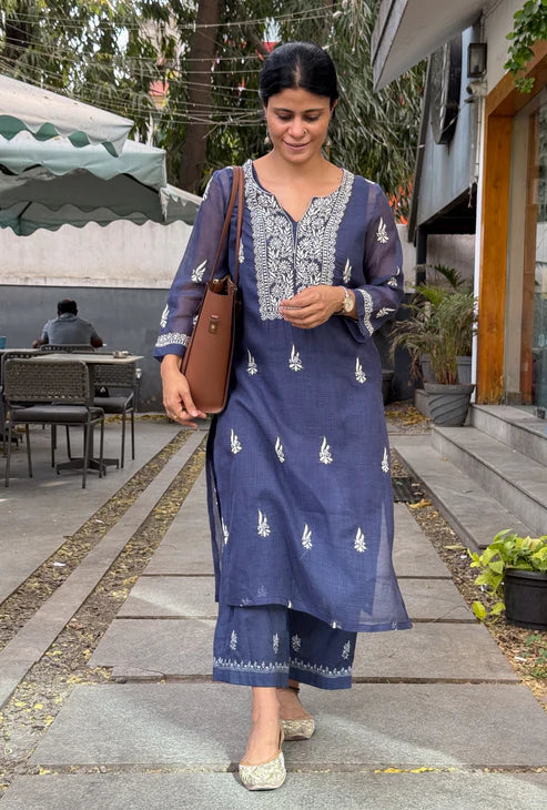 Embroidered Chikankari Kurta Set