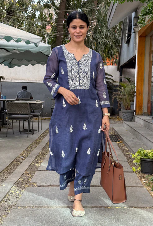 Embroidered Chikankari Kurta Set