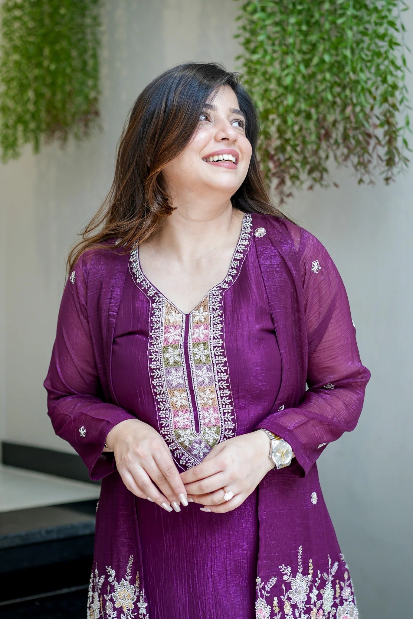 Purple Embroidered Festive Co-Ord Set