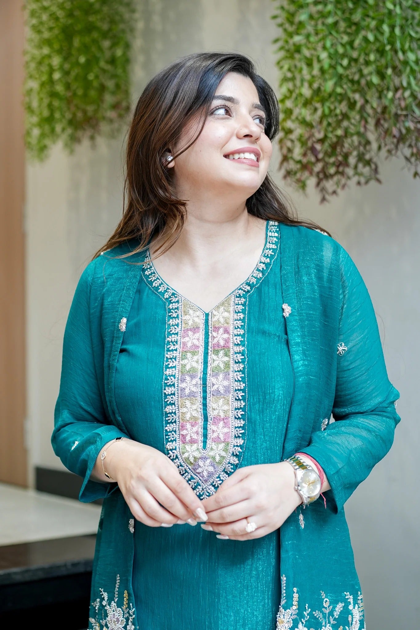 Teal Embroidered Festive Co-Ord Set