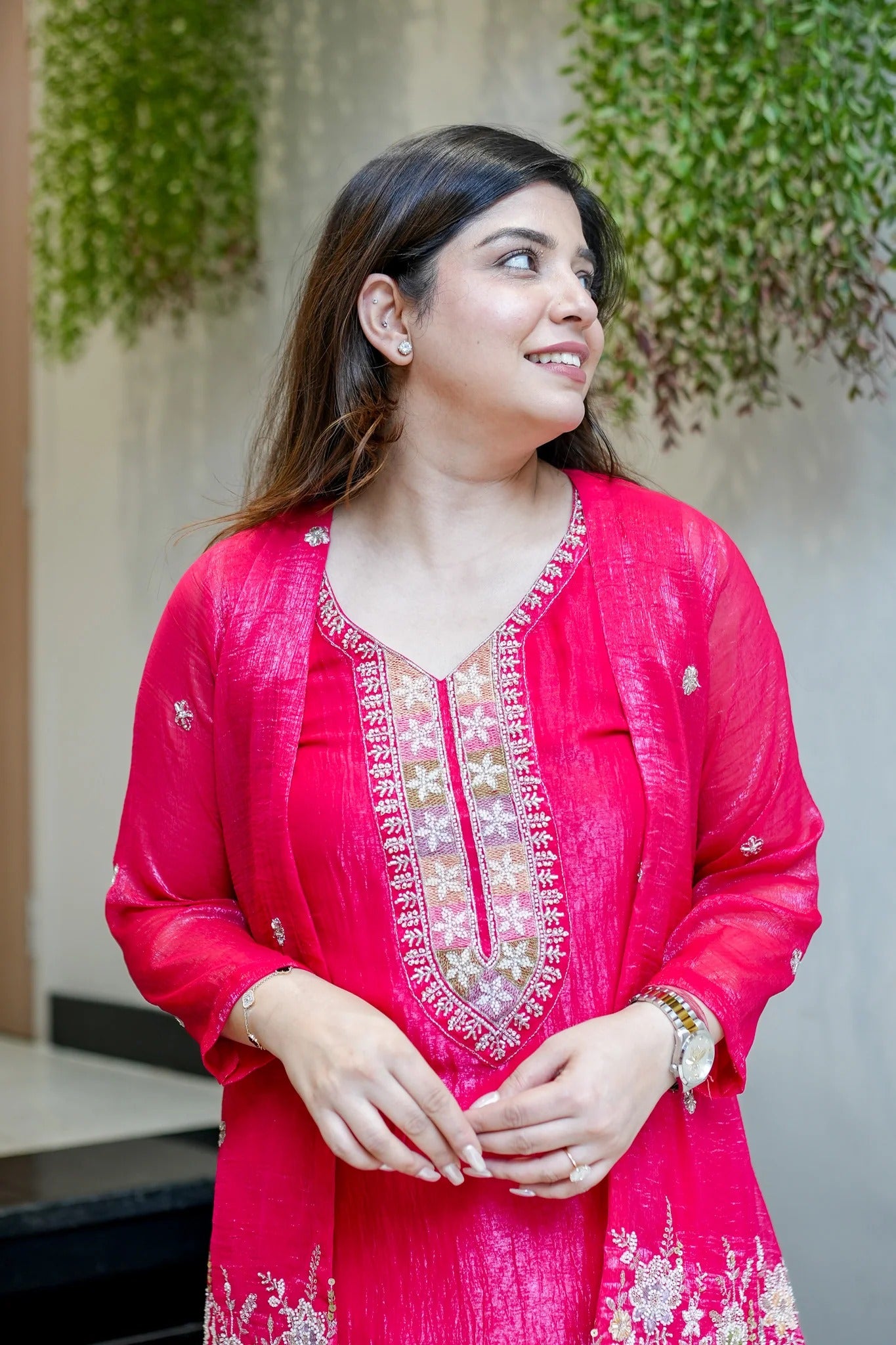 Rani Pink Embroidered Festive Co-Ord Set