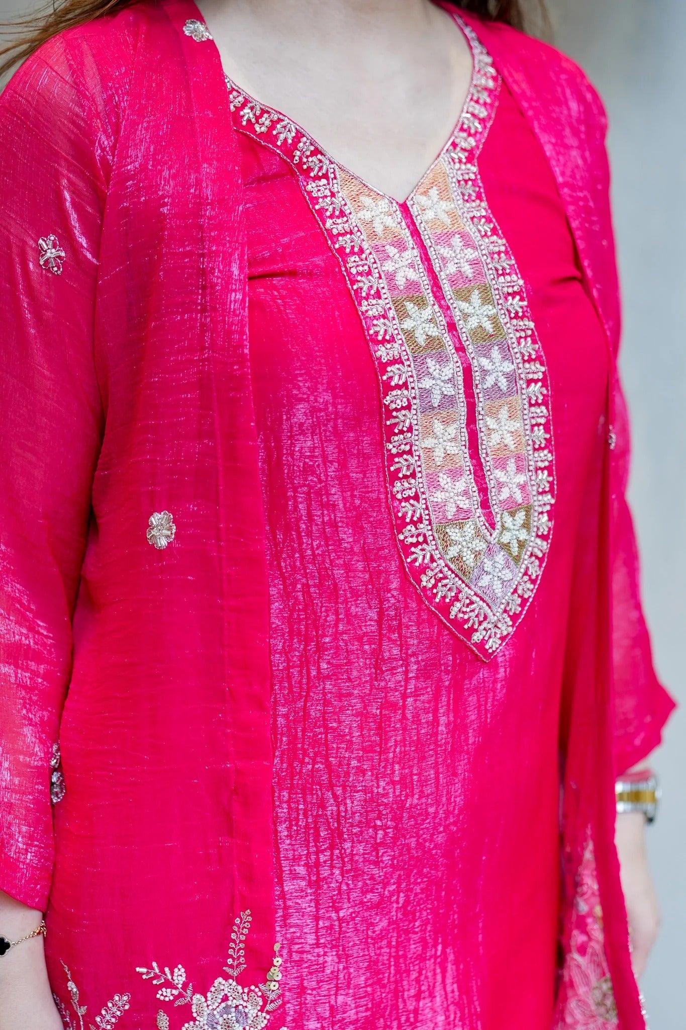 Rani Pink Embroidered Festive Co-Ord Set