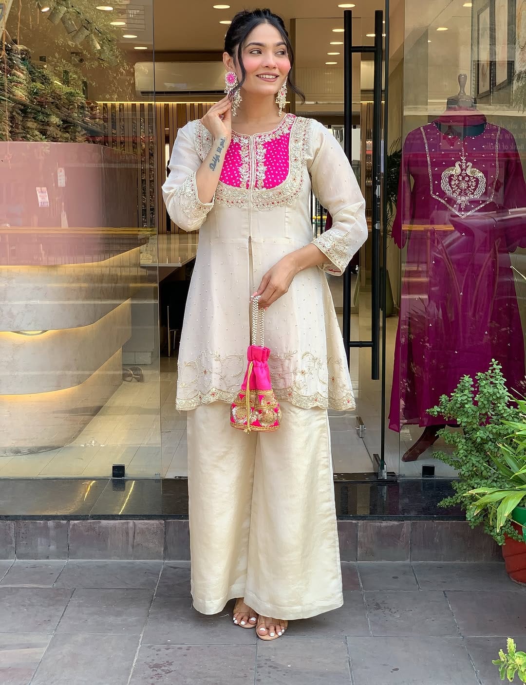 Gold Crush Party Wear Embroidered Co-Ord Set