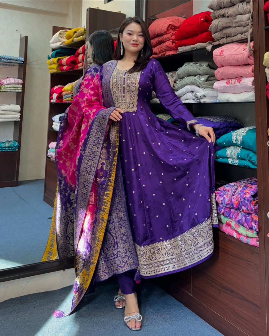 Purple Flared Suit Set