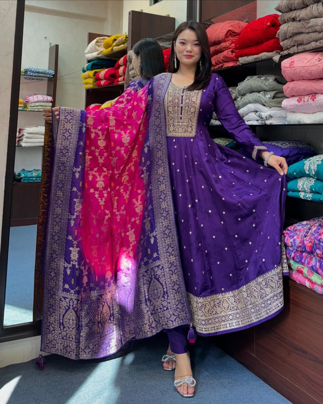 Purple Flared Suit Set