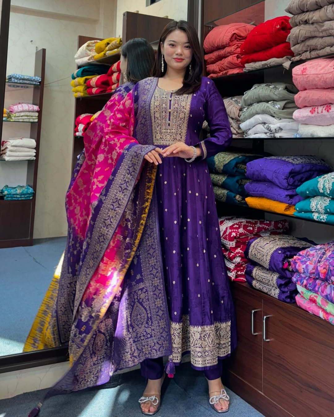 Purple Flared Suit Set