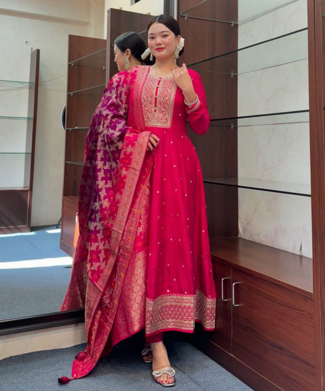 Pink Flared Suit Set