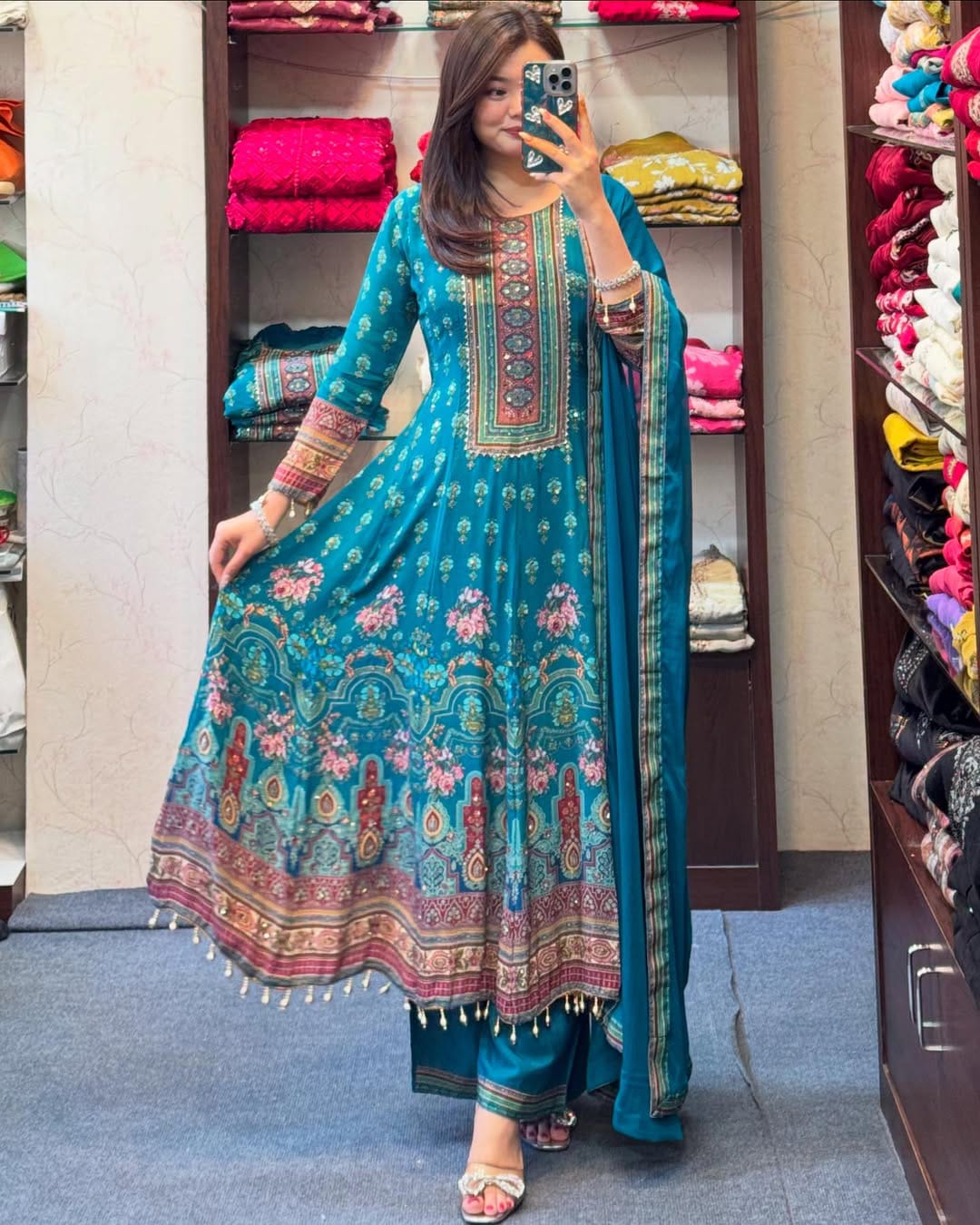 Teal Flared Suit Set