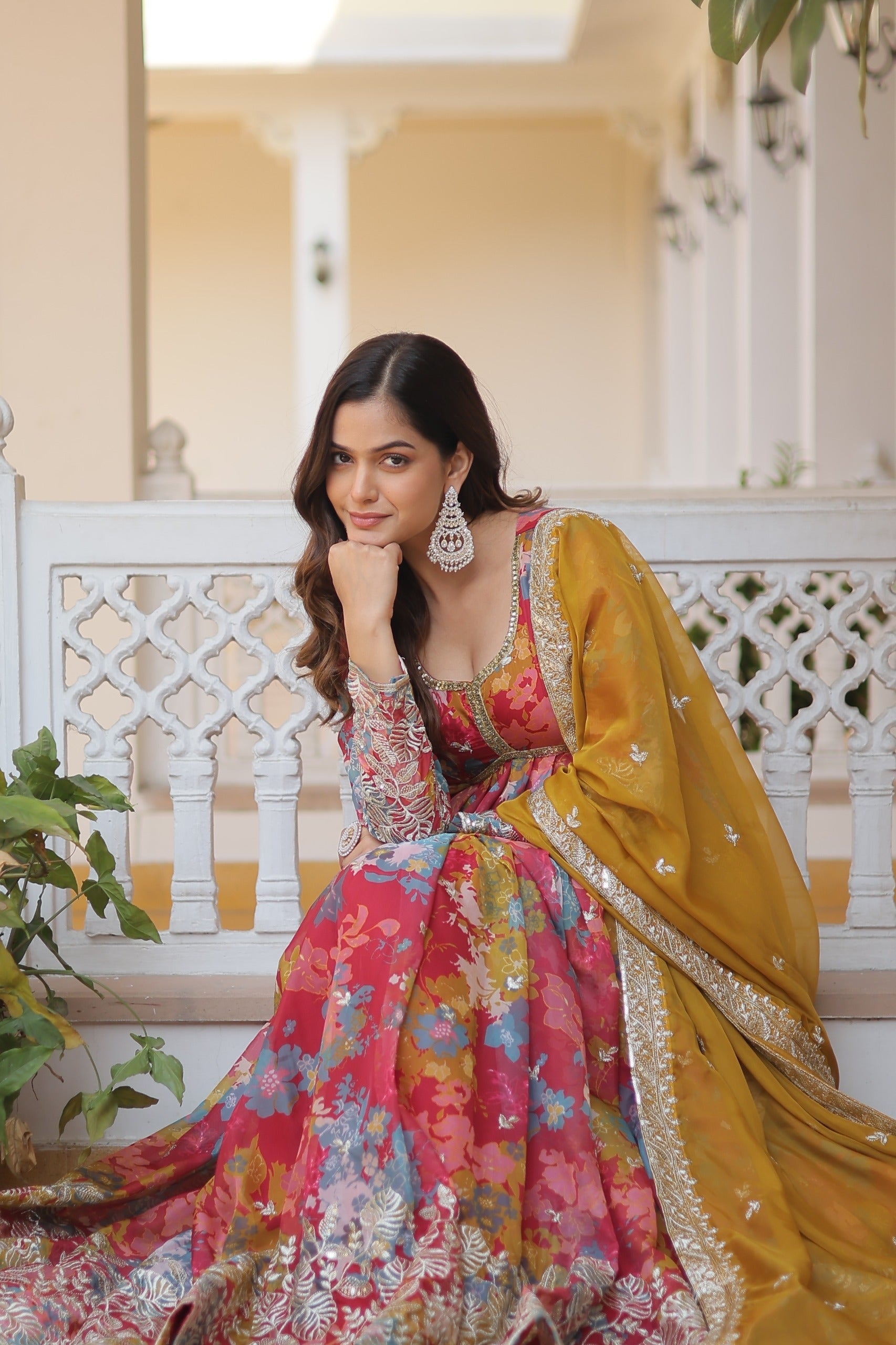 Women Zari With Embroidered Work Gown