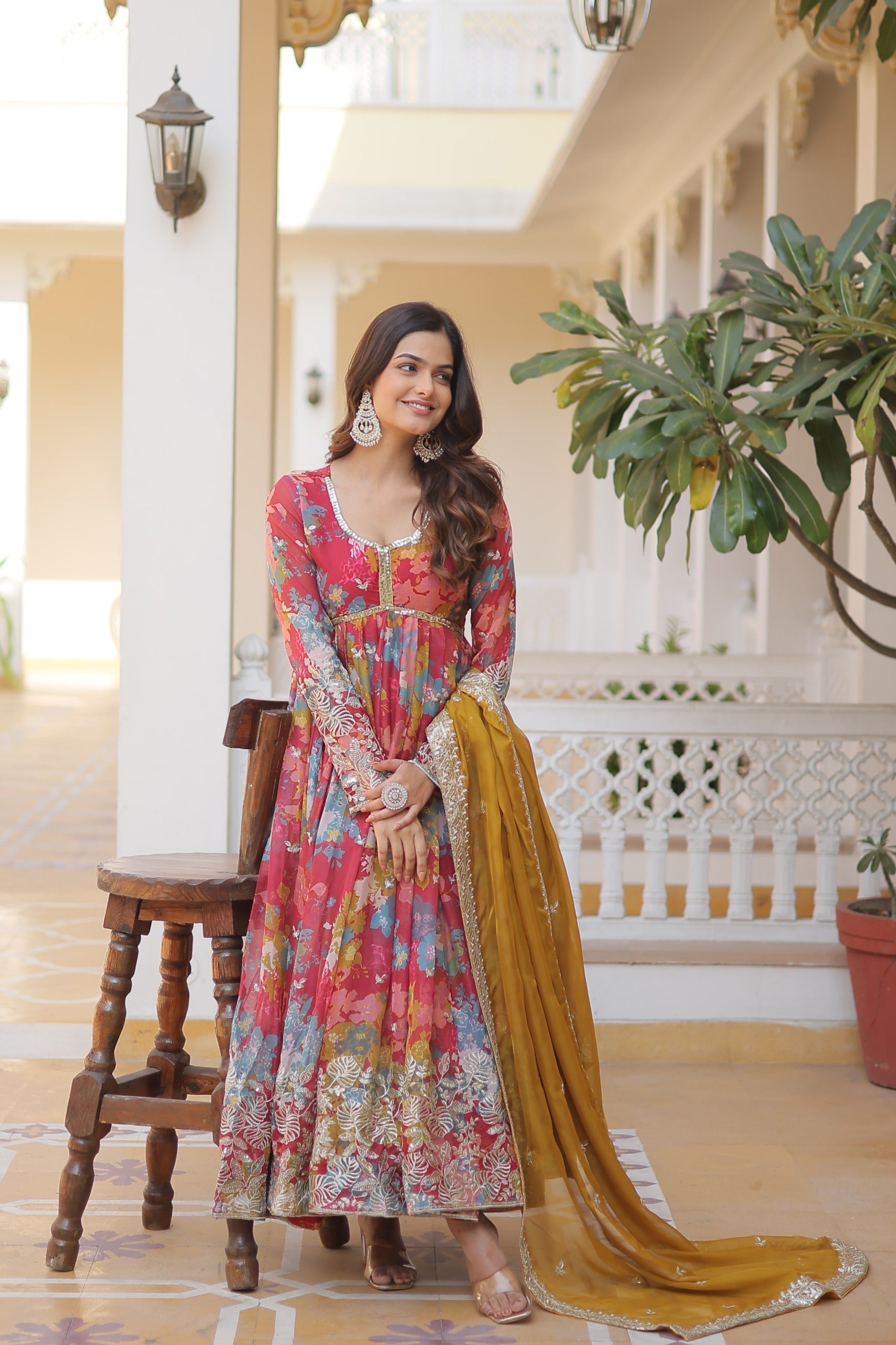 Women Zari With Embroidered Work Gown