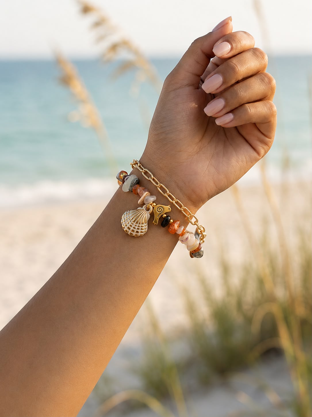 Beach Starfish Charm Layered Bracelet for Women