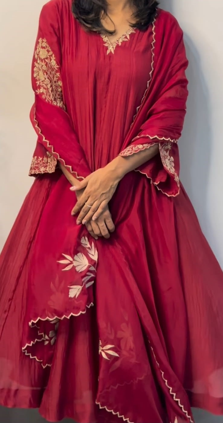 Women's Embroidered Anarkali Suit Set with Dupatta
