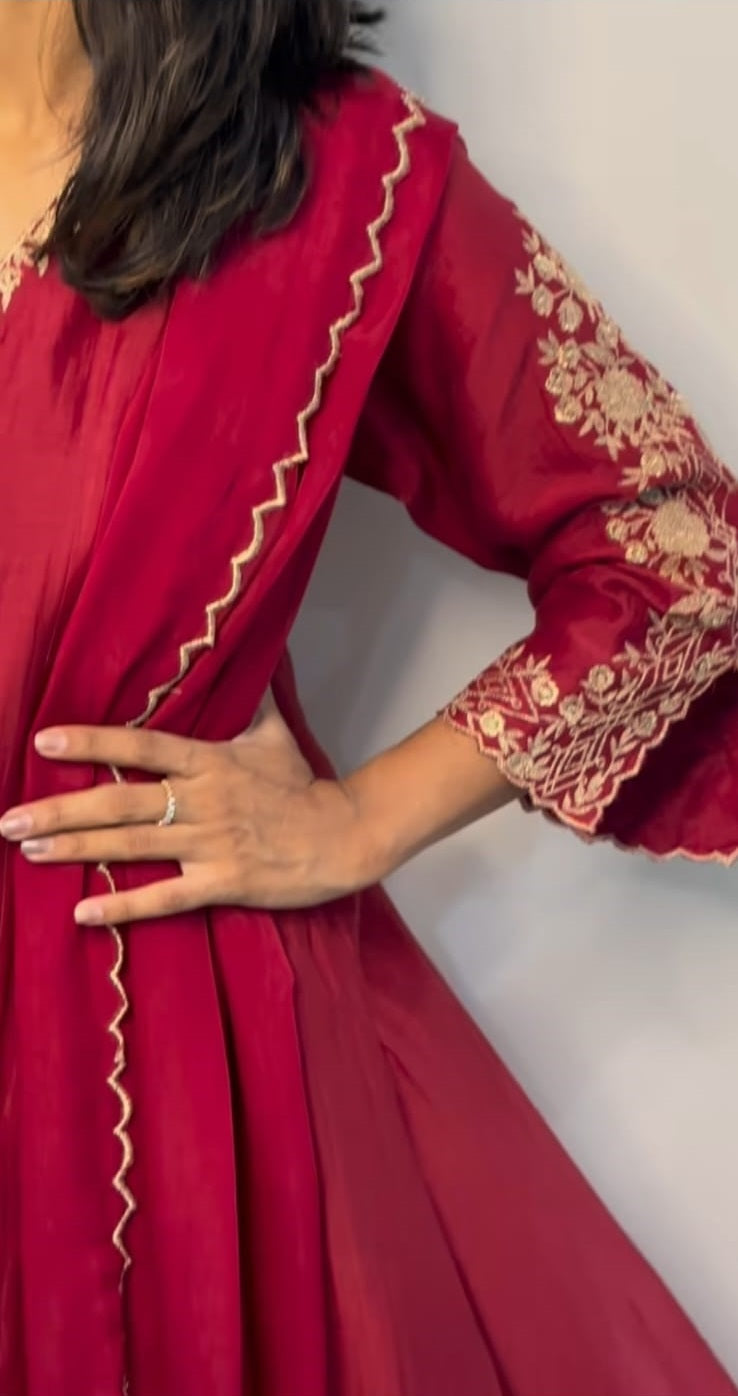 Women's Embroidered Anarkali Suit Set with Dupatta