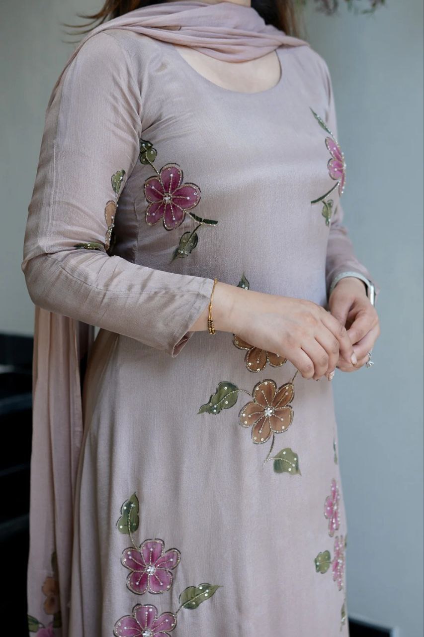 Women Hand Work With Printed Design Suit Set
