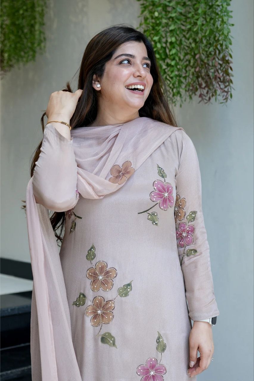 Women Hand Work With Printed Design Suit Set