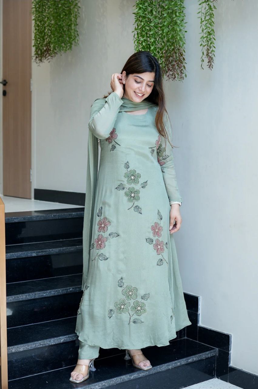 Women Hand Work With Printed Design Suit Set