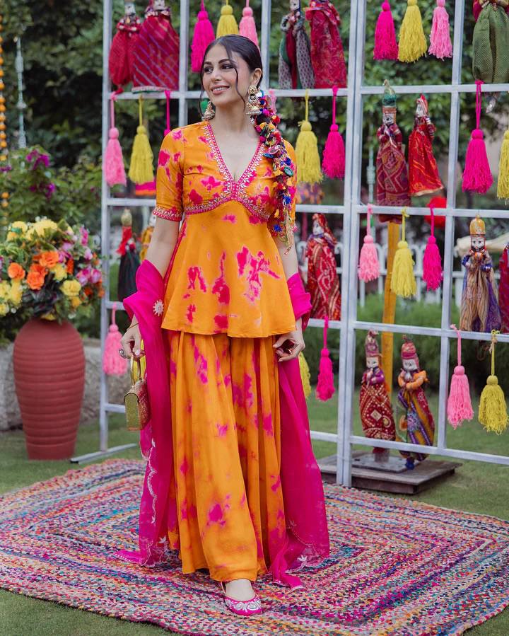 Orange Ethnic Sharara Set
