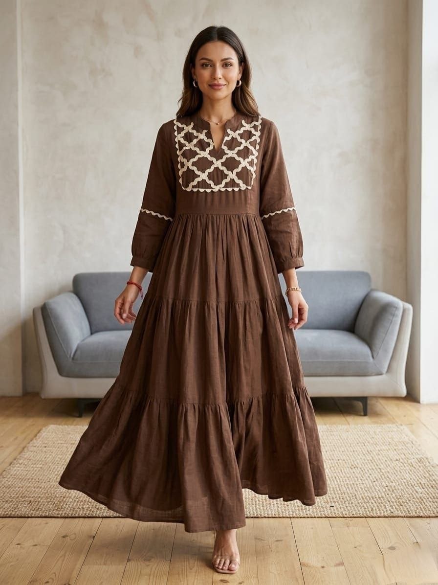 Designer Summer Special Brown One Piece Dress