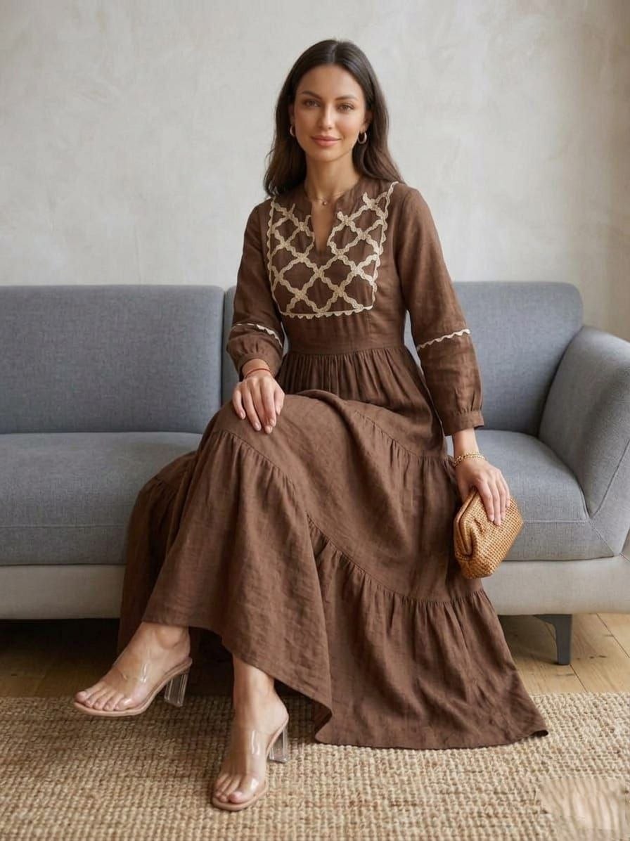 Designer Summer Special Brown One Piece Dress