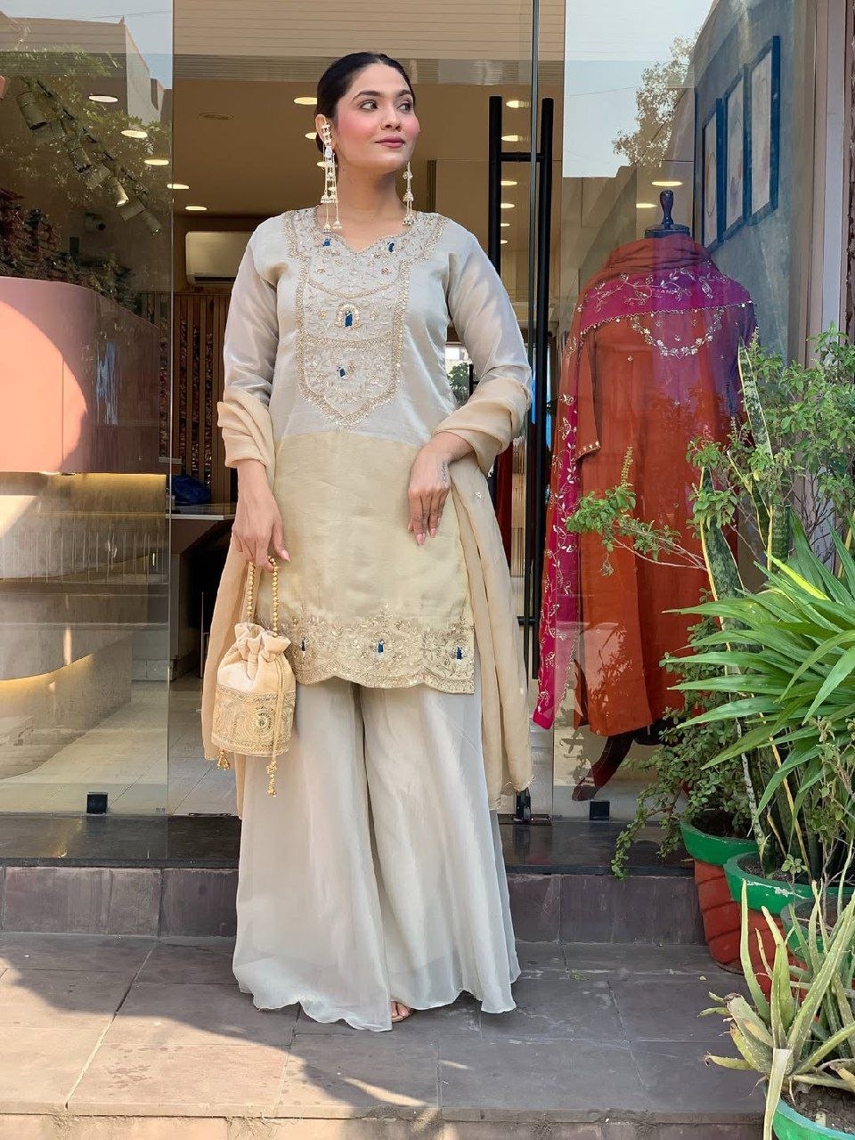 Pearl-Toned Perfection sharara set