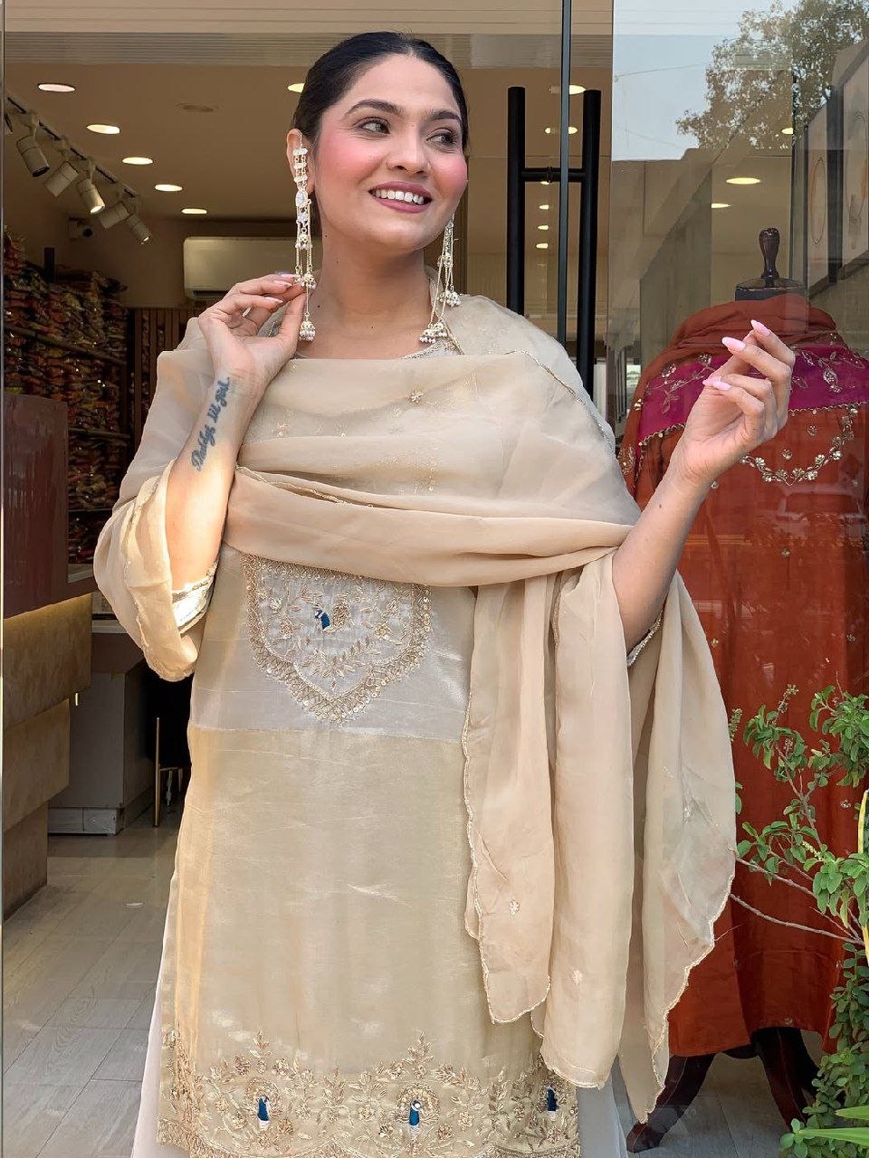 Pearl-Toned Perfection sharara set