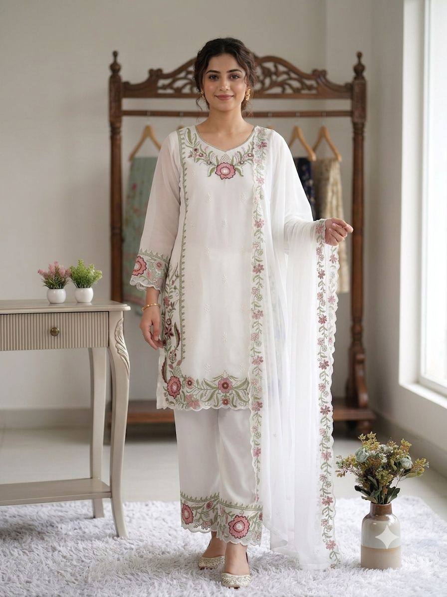 BEAUTIFUL EMBROIDERED TOP , PLAZZO WITH DUPATTA