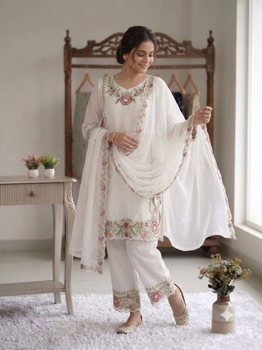 BEAUTIFUL EMBROIDERED TOP , PLAZZO WITH DUPATTA