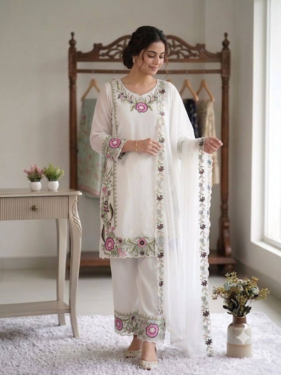 BEAUTIFUL EMBROIDERED TOP , PLAZZO WITH DUPATTA