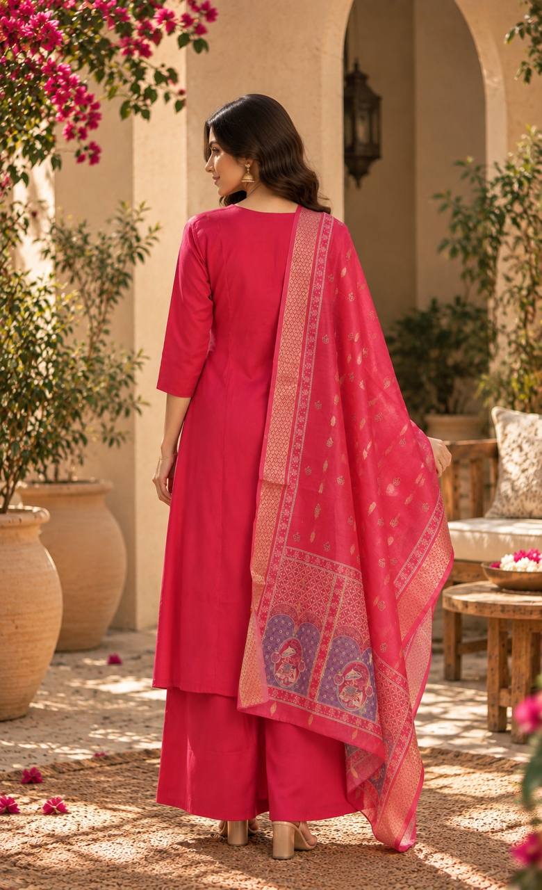Elegant Pink Anarkali Suit with Printed Dupatta
