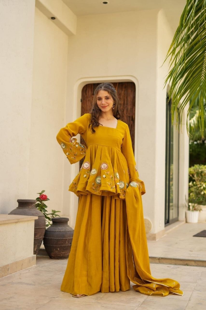 mustard-yellow traditional outfit