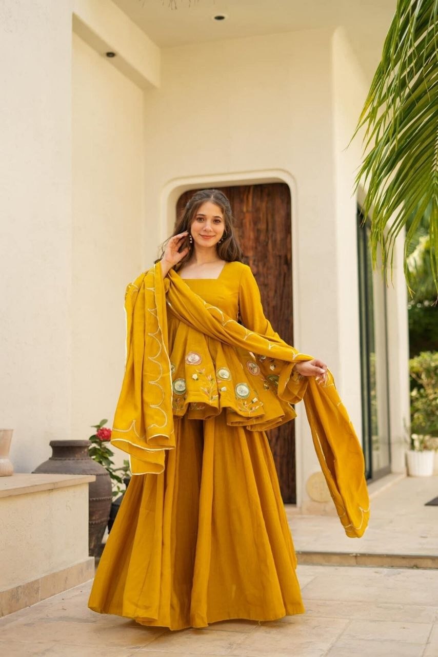 mustard-yellow traditional outfit