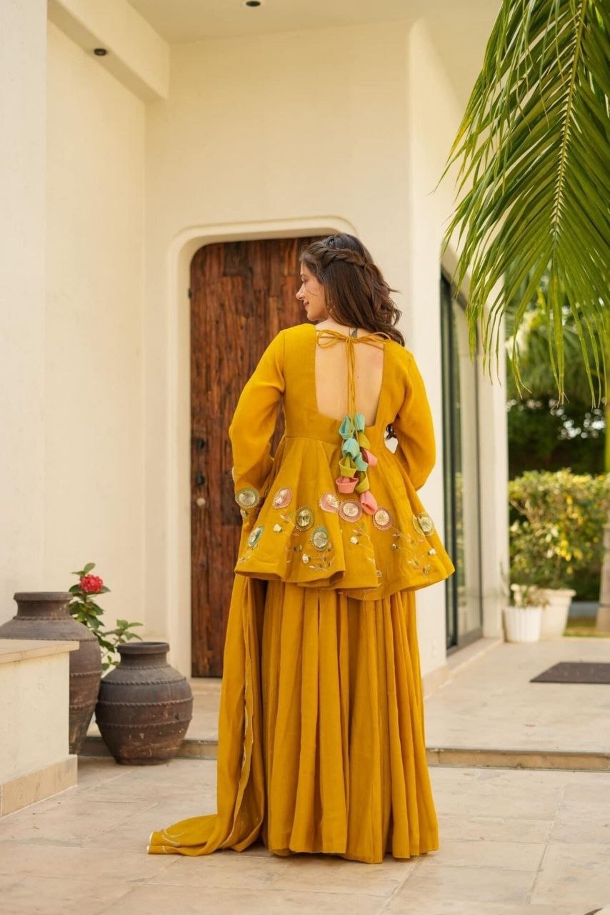 mustard-yellow traditional outfit