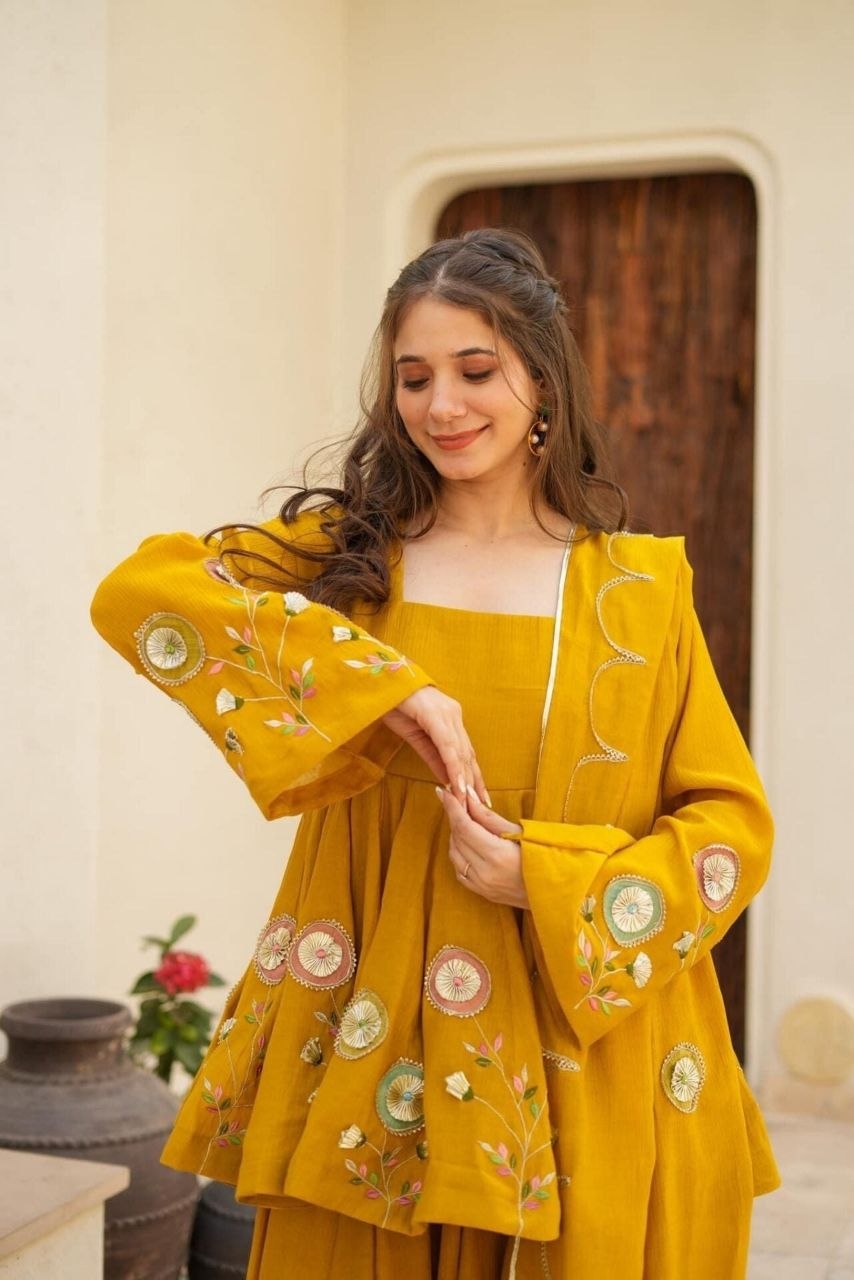 mustard-yellow traditional outfit