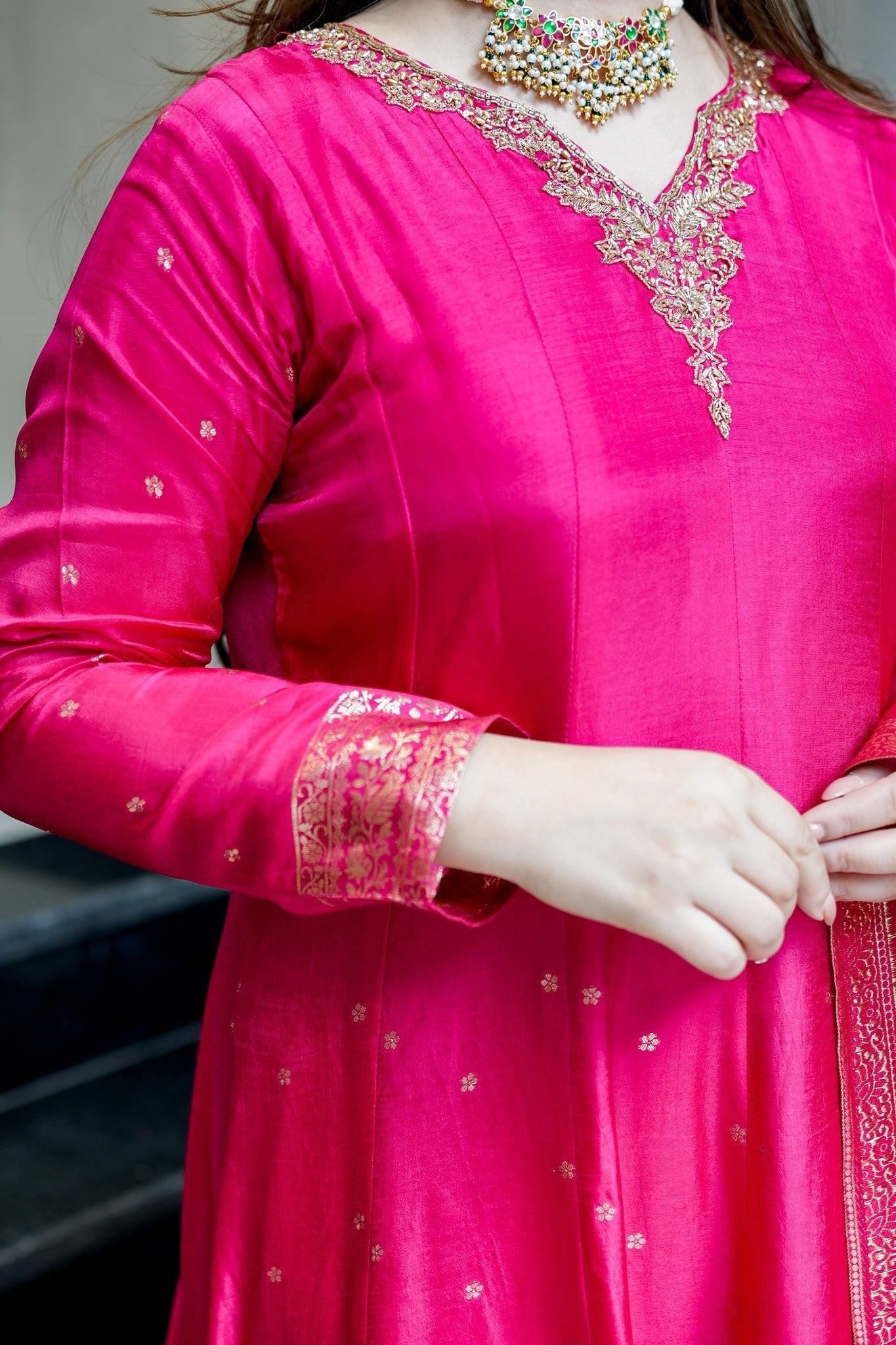 Pink Pure Cotton Silk Suit Set