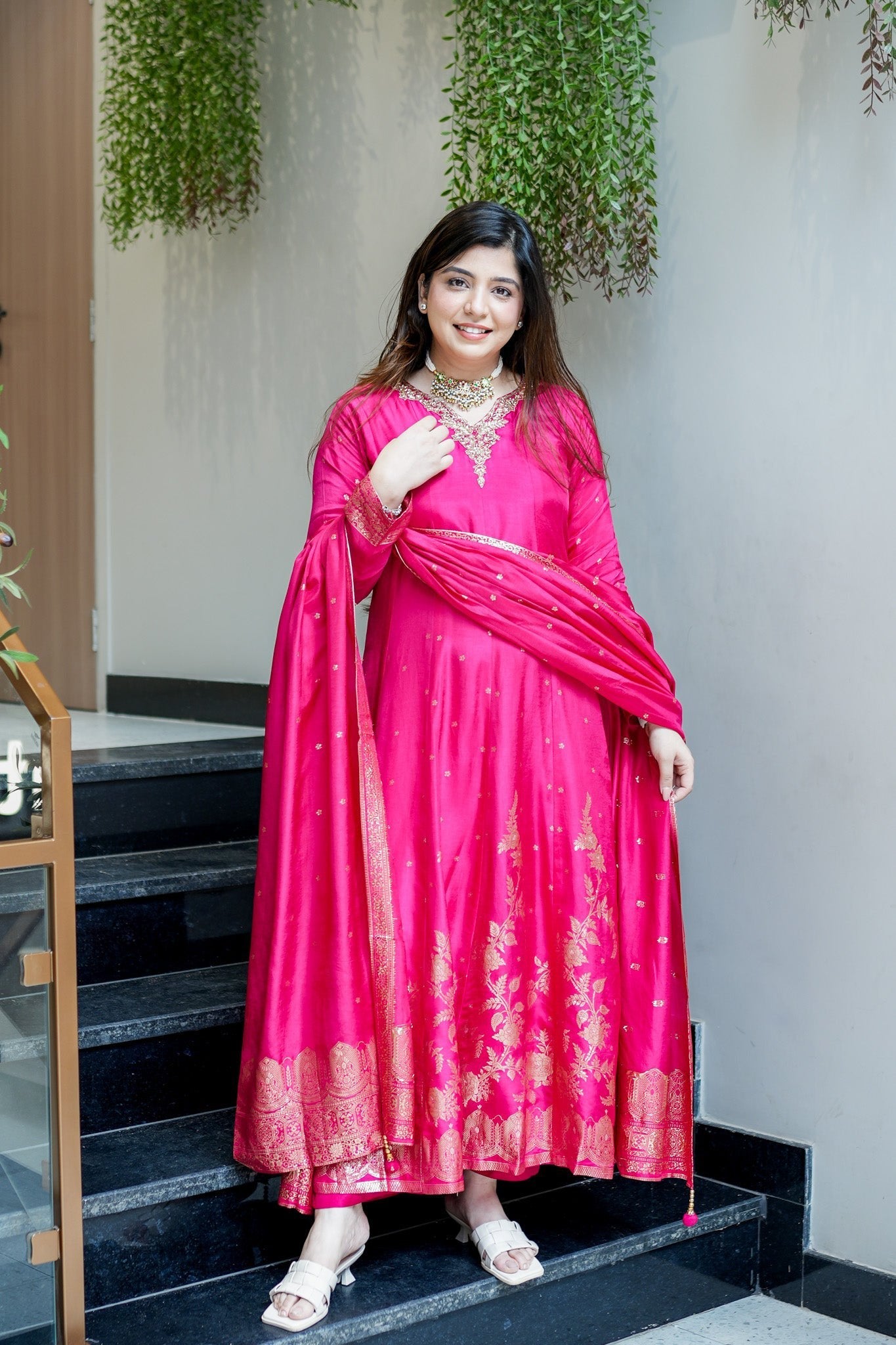 Pink Pure Cotton Silk Suit Set